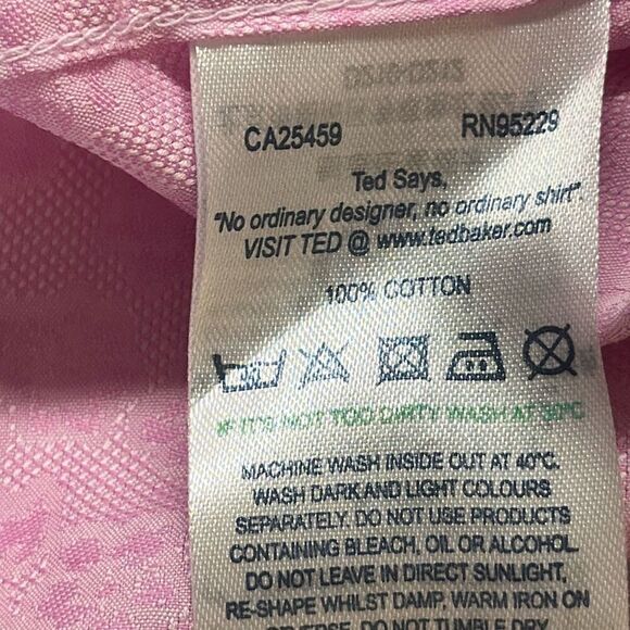 Ted Baker Fashion Pink Floral Cuff Link Dress Shirt size 17.5 - Picture 9 of 11